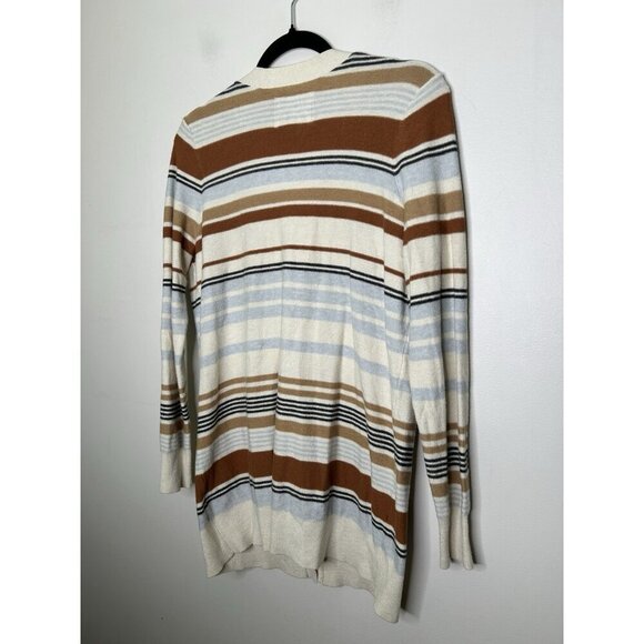 Abercrombie & Fitch Striped Cardigan Grandpacore Sweater Brown Cream Medium - Picture 9 of 10